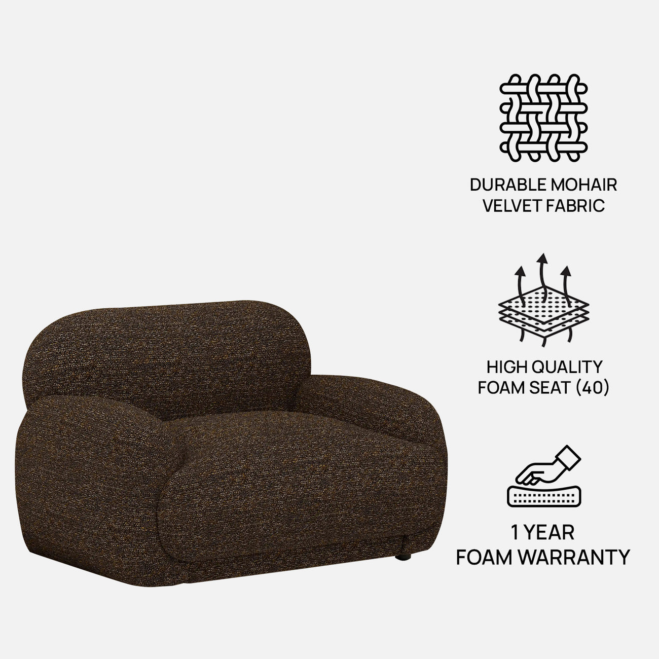 Amberly Lounge Espresso 1 - Seater Boucle Chair