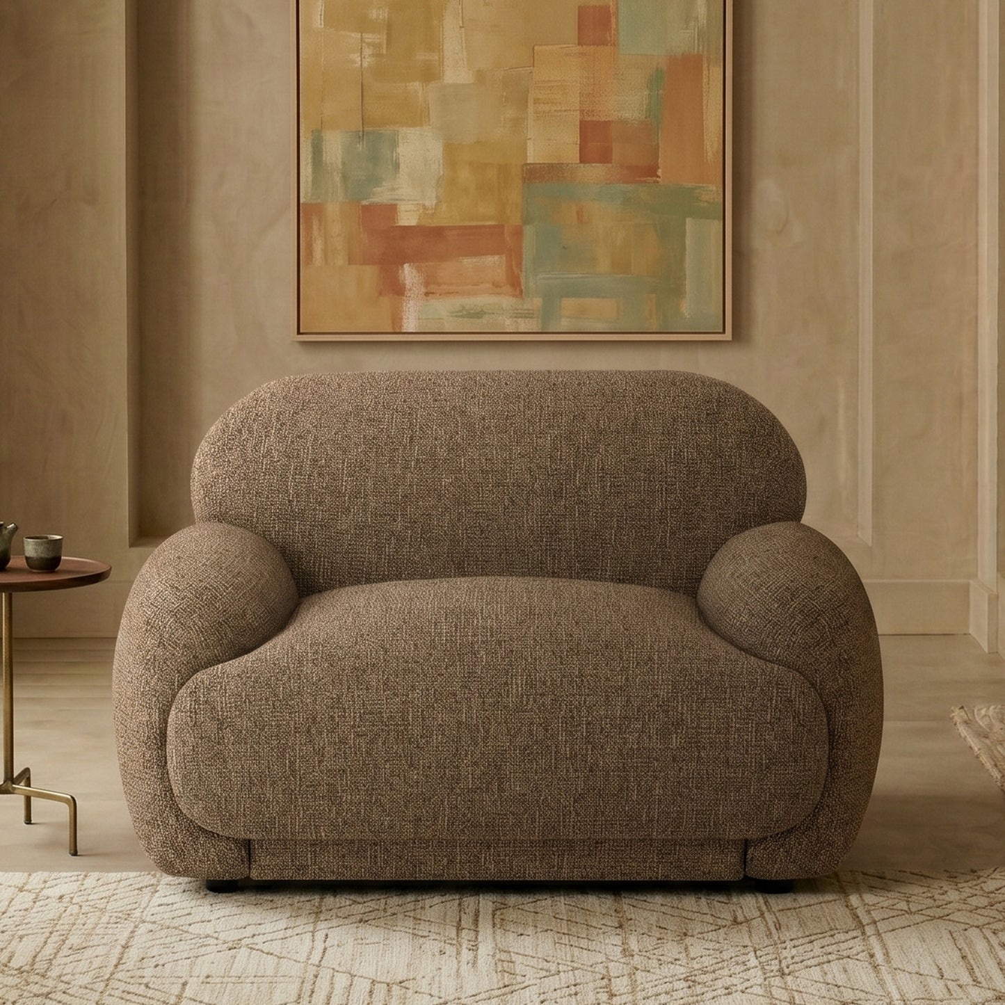 Amberly Lounge Cappuccino 1 - Seater Boucle Chair