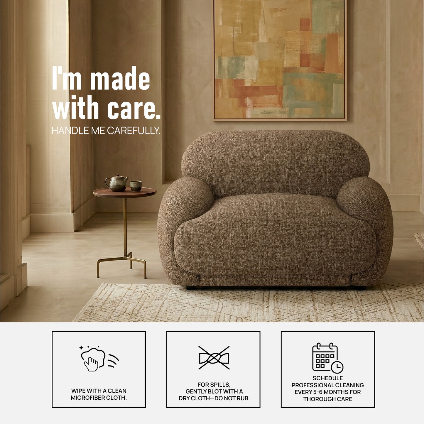 Amberly Lounge Cappuccino 1 - Seater Boucle Chair