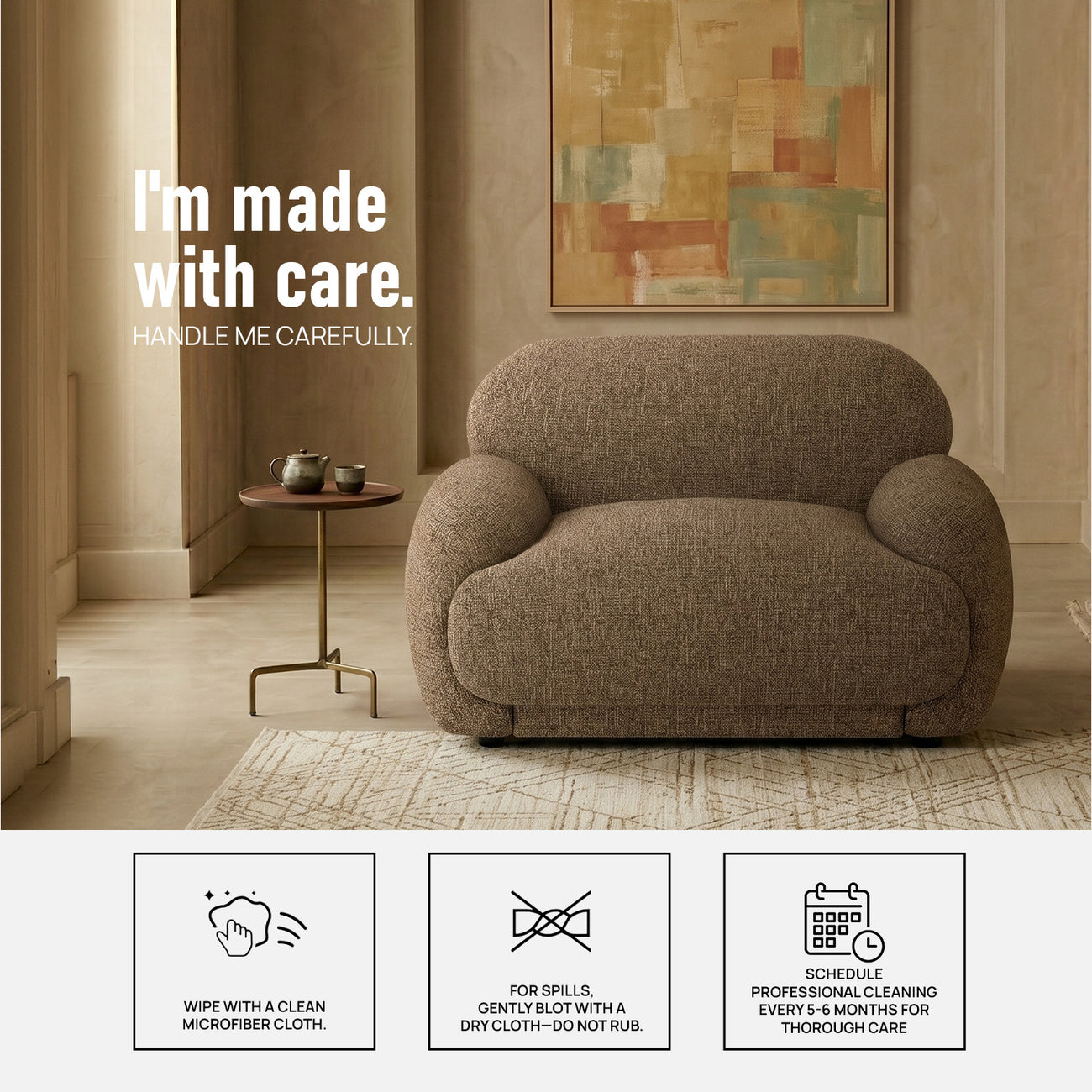 Amberly Lounge Cappuccino 1 - Seater Boucle Chair