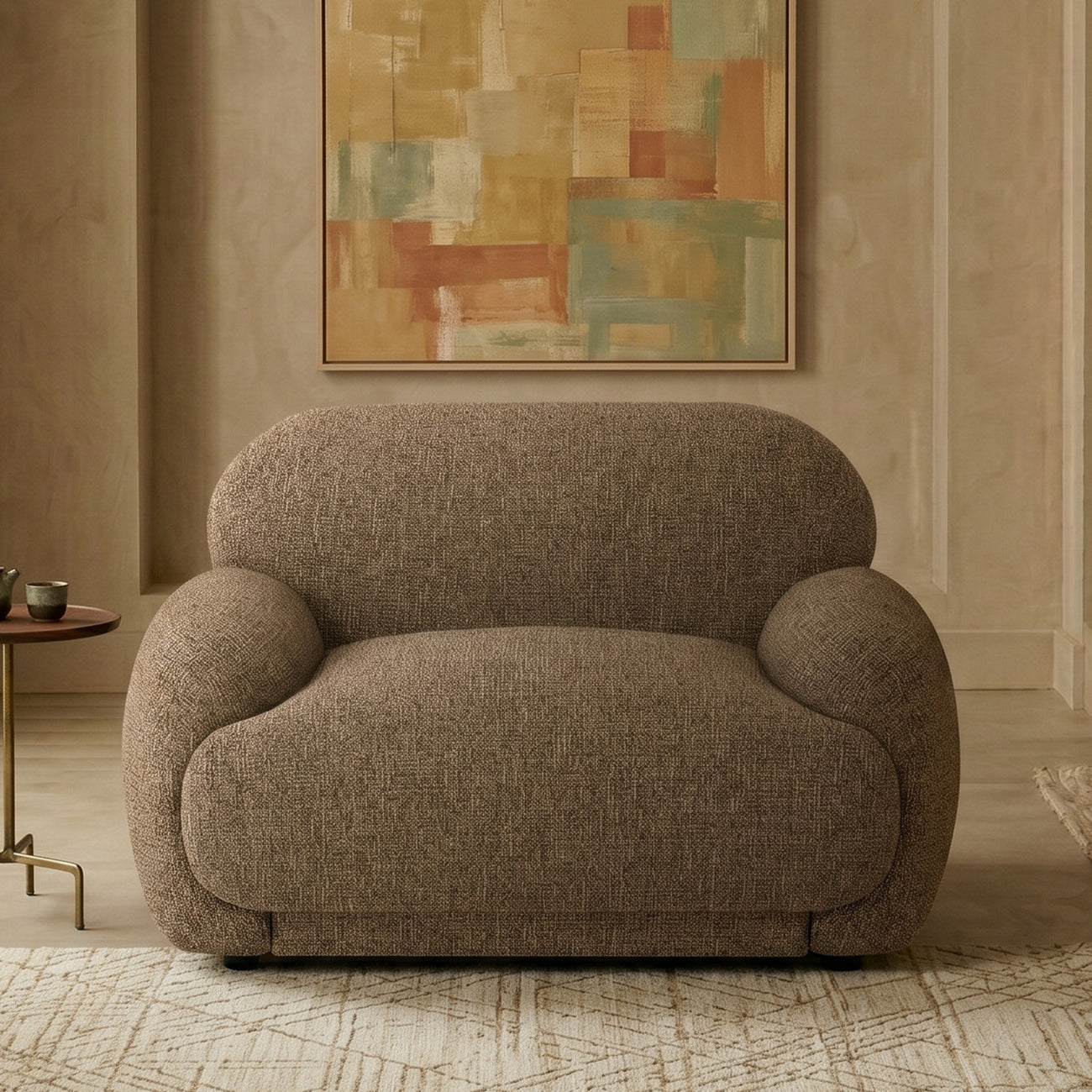 Amberly Lounge Cappuccino 1 - Seater Boucle Chair