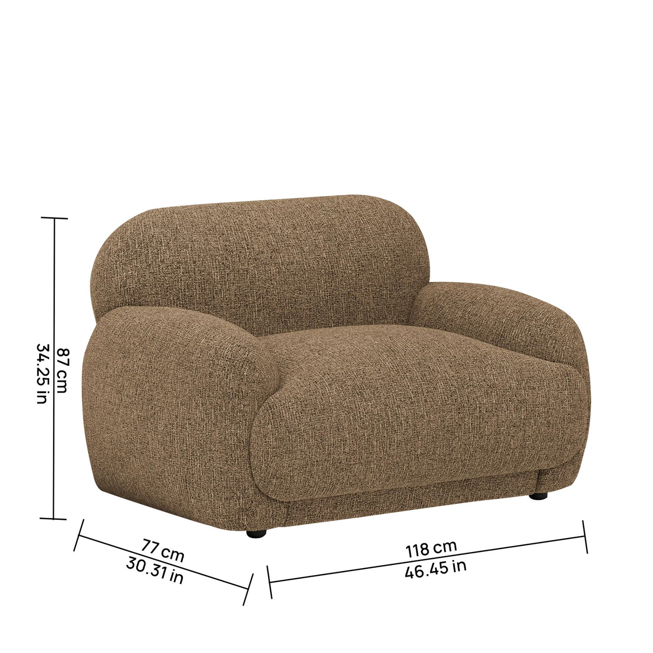 Amberly Lounge Cappuccino 1 - Seater Boucle Chair