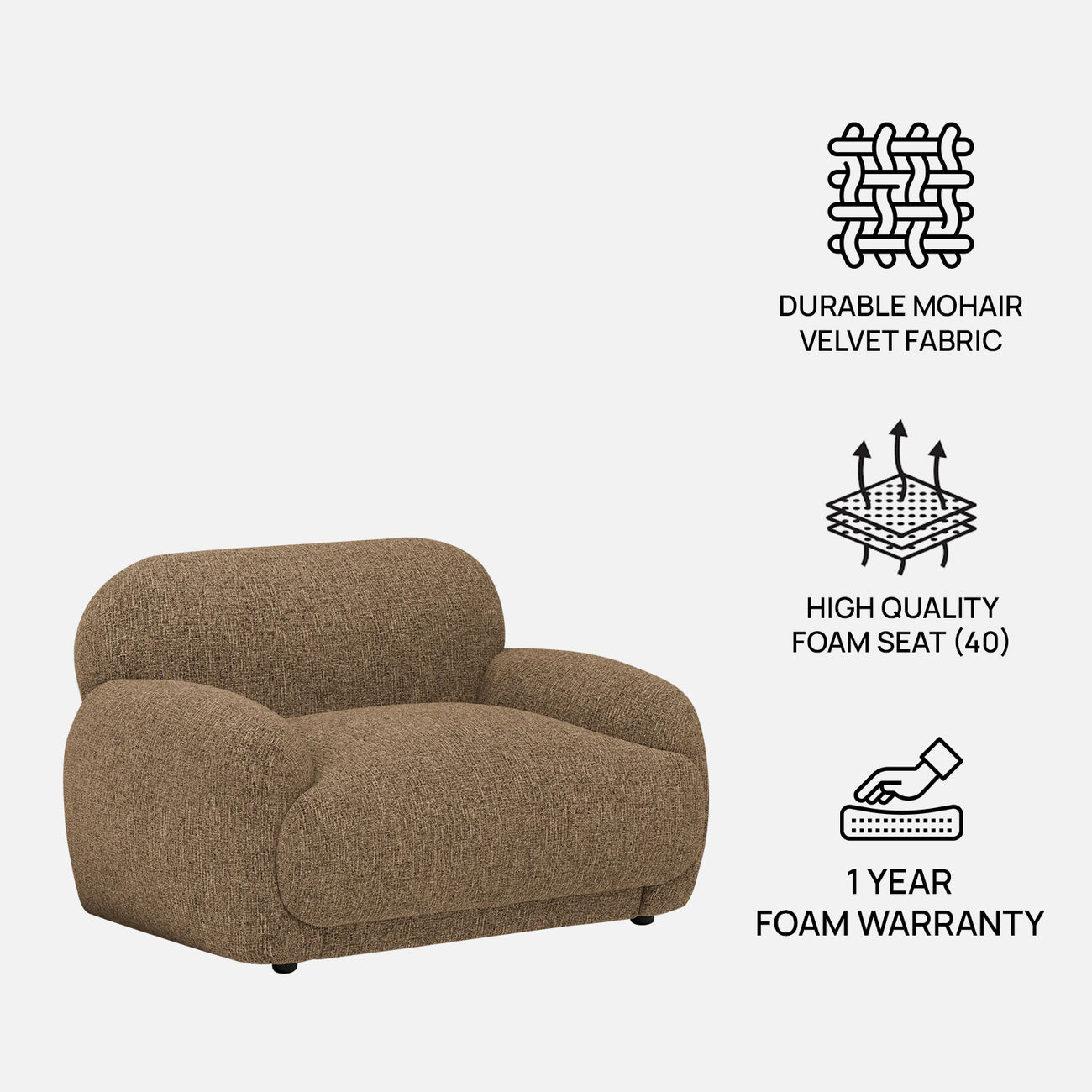 Amberly Lounge Cappuccino 1 - Seater Boucle Chair