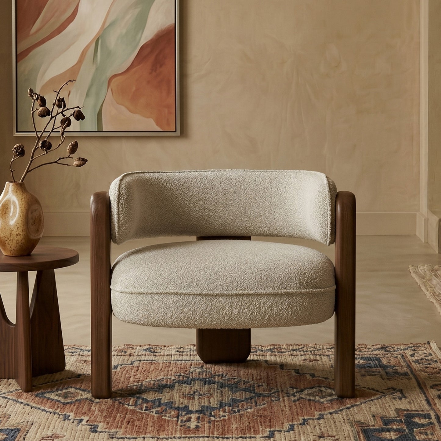 Heritage Arm Speckled Grey 1 - Seater Boucle Chair