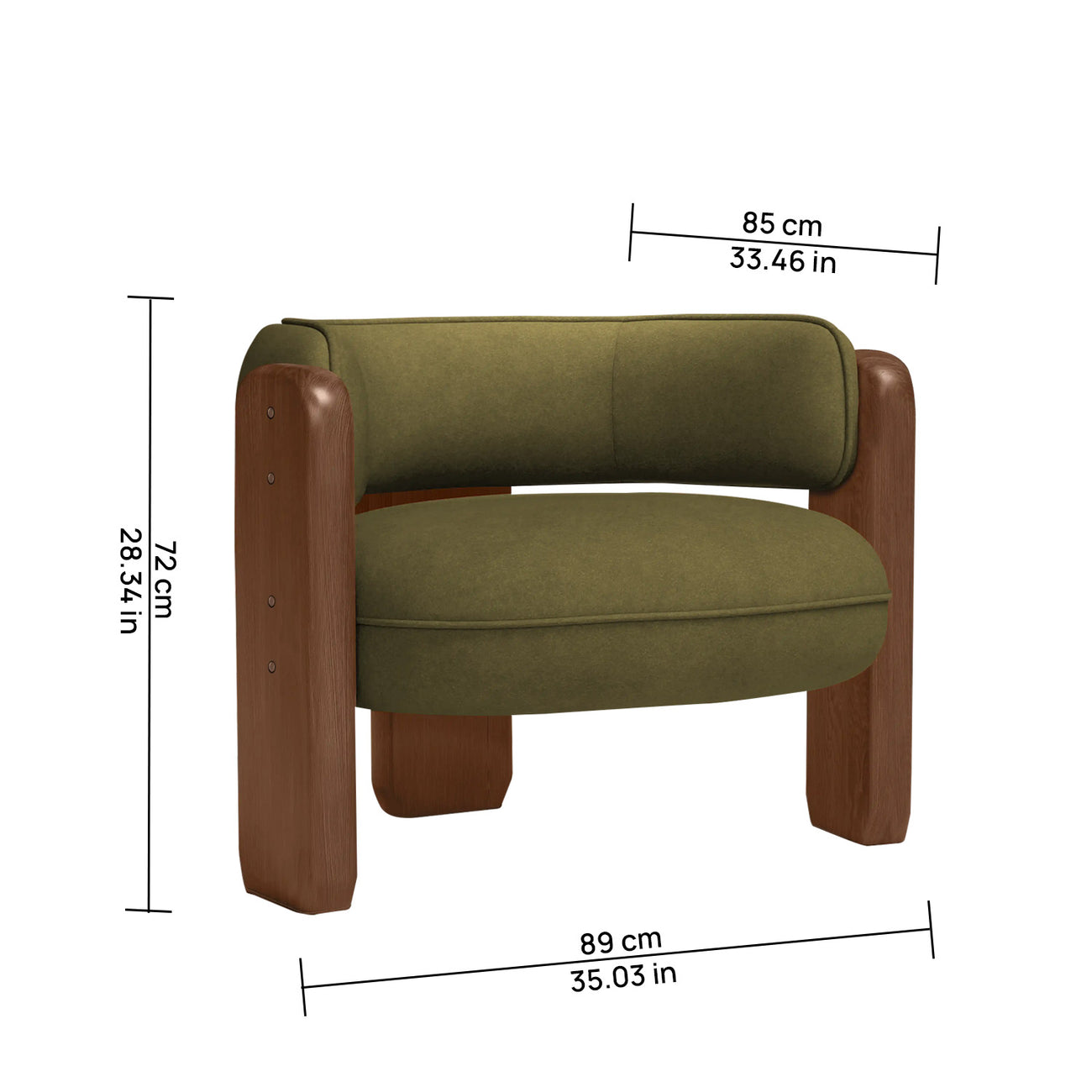 Heritage Arm Moss Green 1 - Seater Boucle Chair