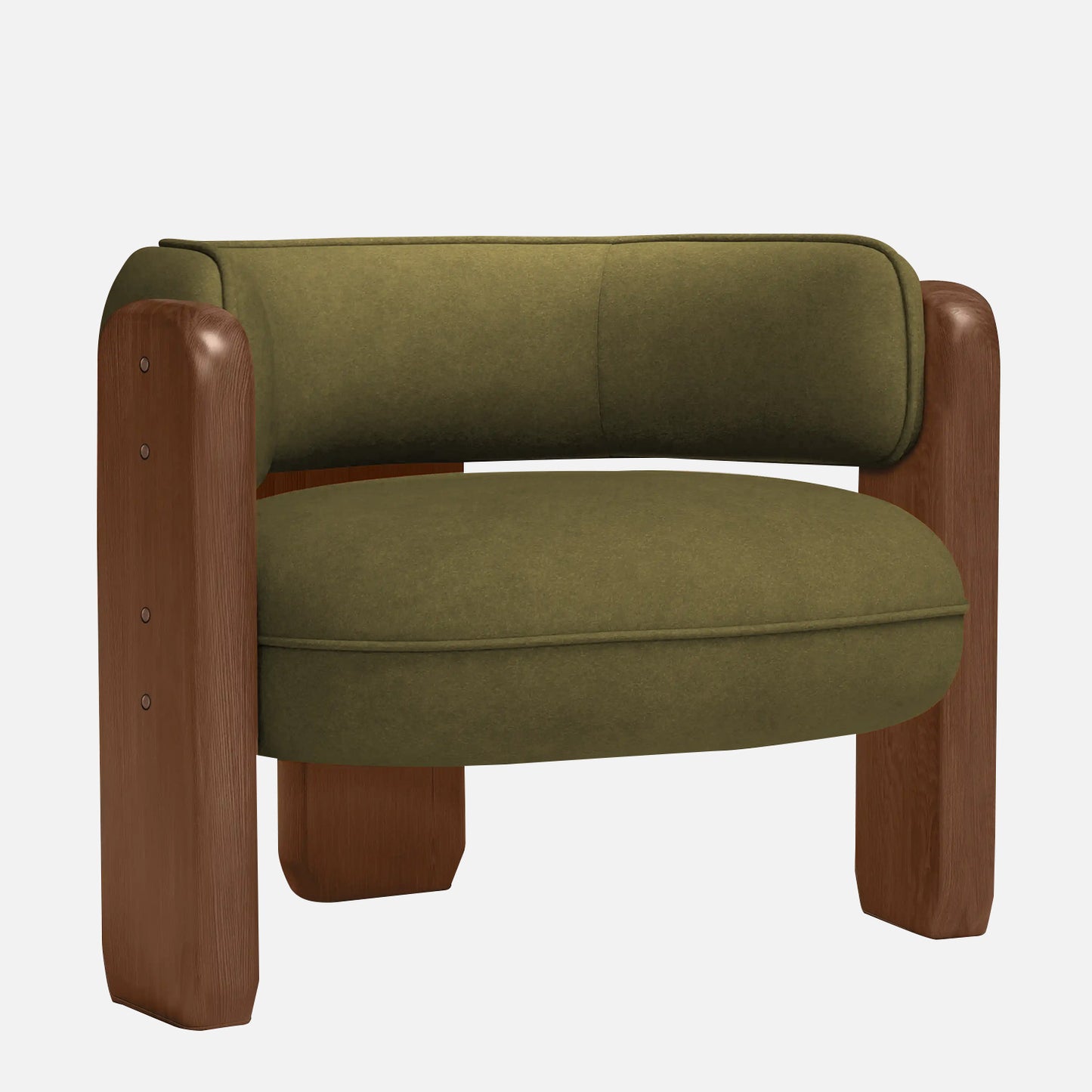 Heritage Arm Moss Green 1 - Seater Boucle Chair