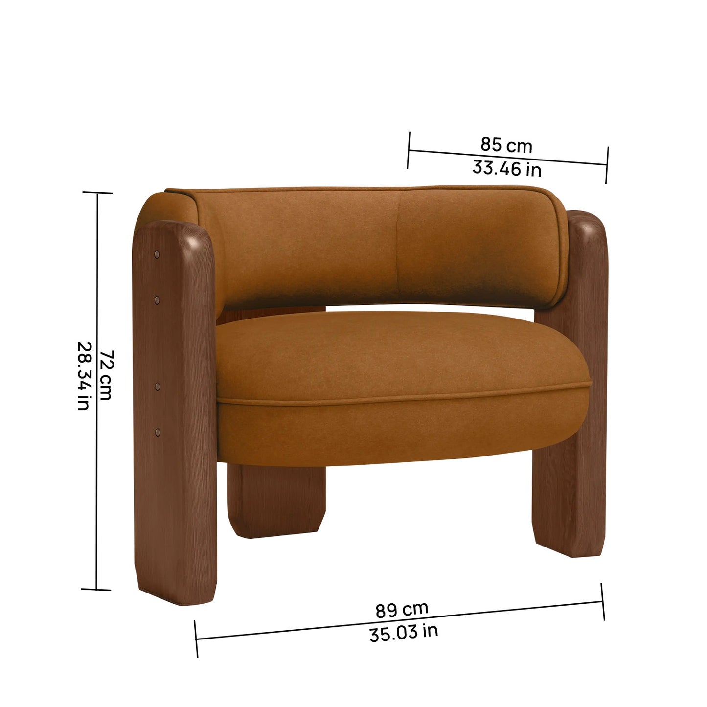 Heritage Arm Caramel Brown 1 - Seater Boucle Chair