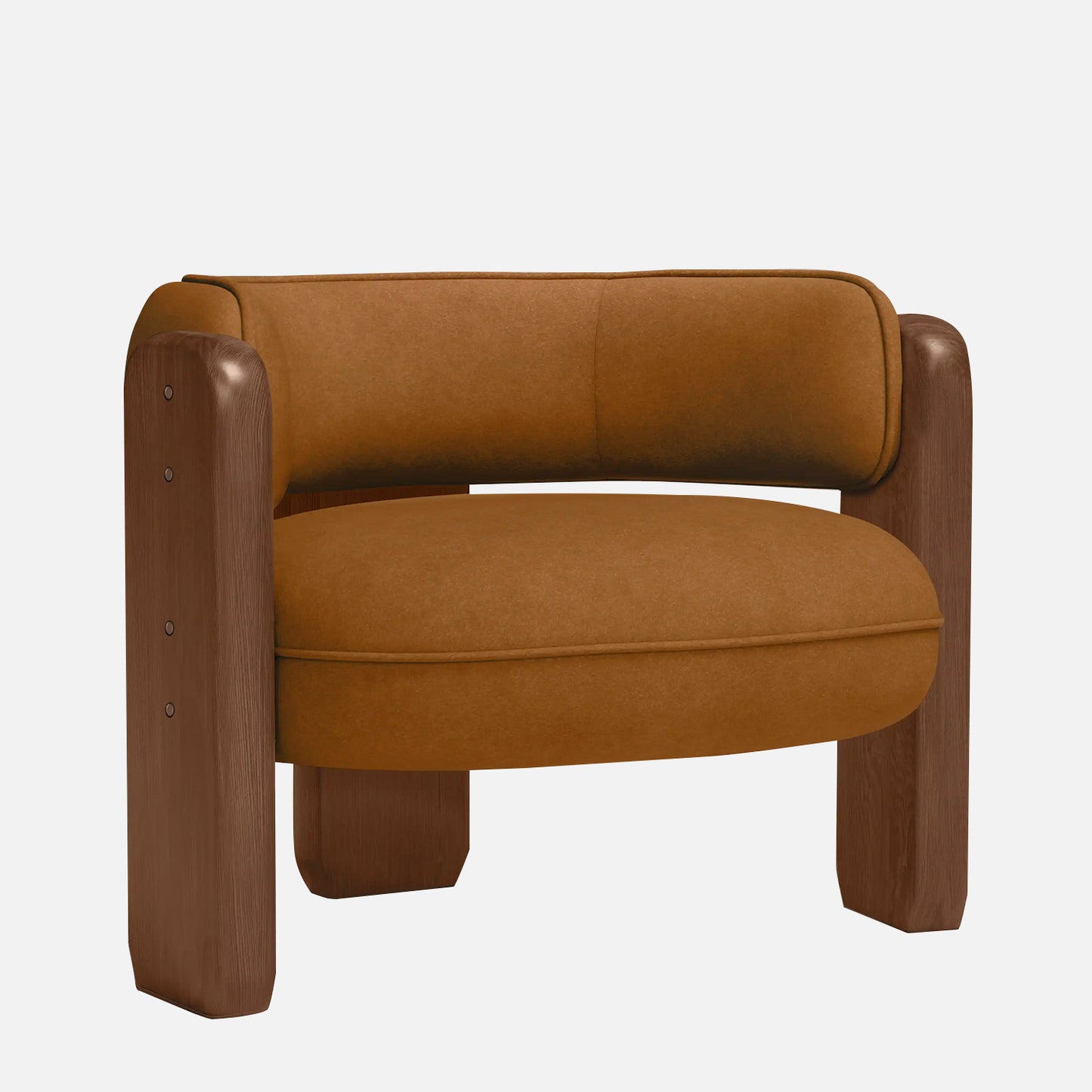 Heritage Arm Caramel Brown 1 - Seater Boucle Chair