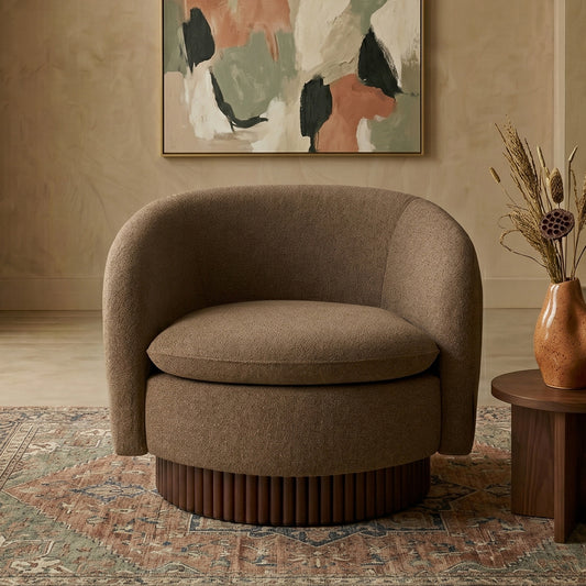 Mossio Barrel Brown 1 - Seater Velvet Chair