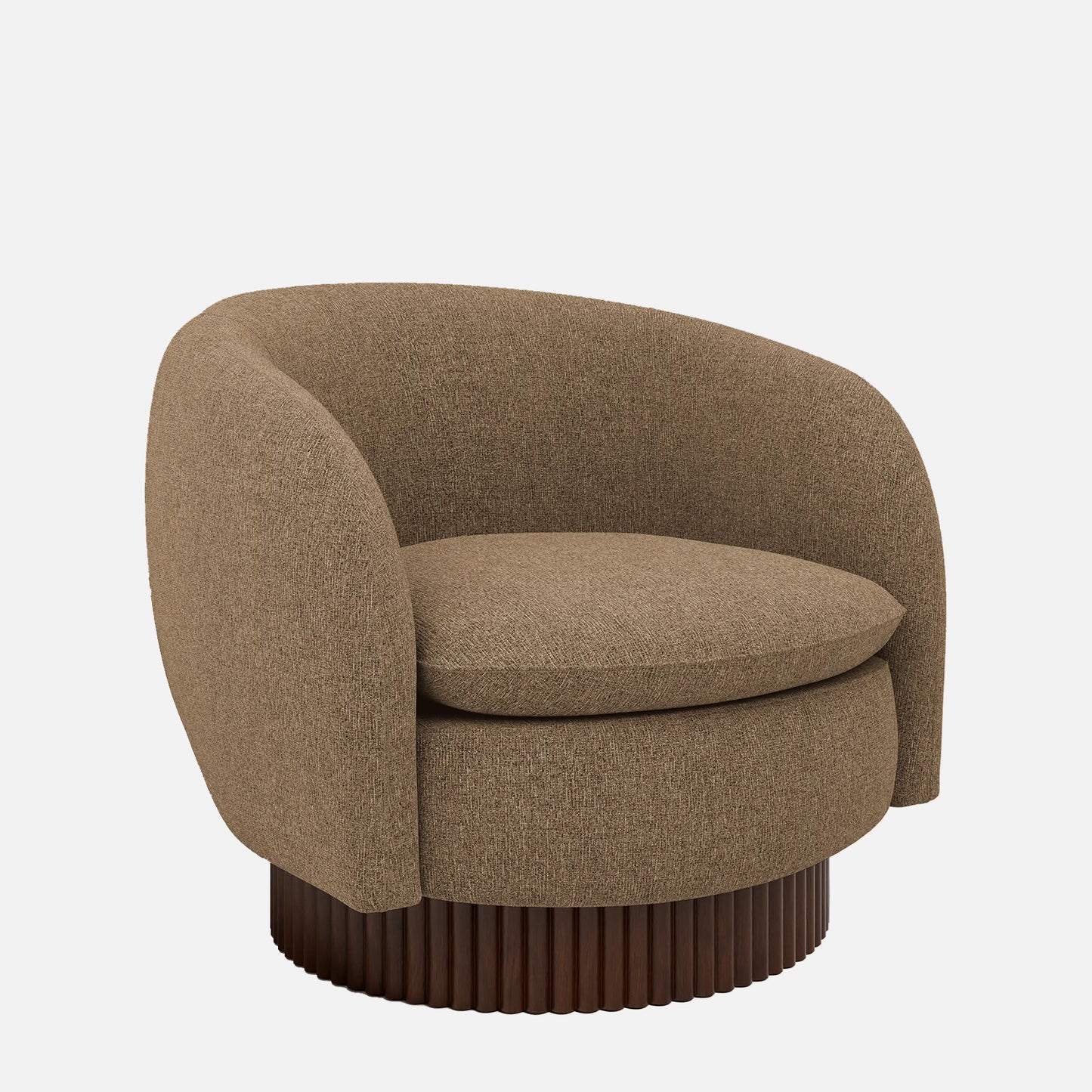 Mossio Barrel Brown 1 - Seater Velvet Chair