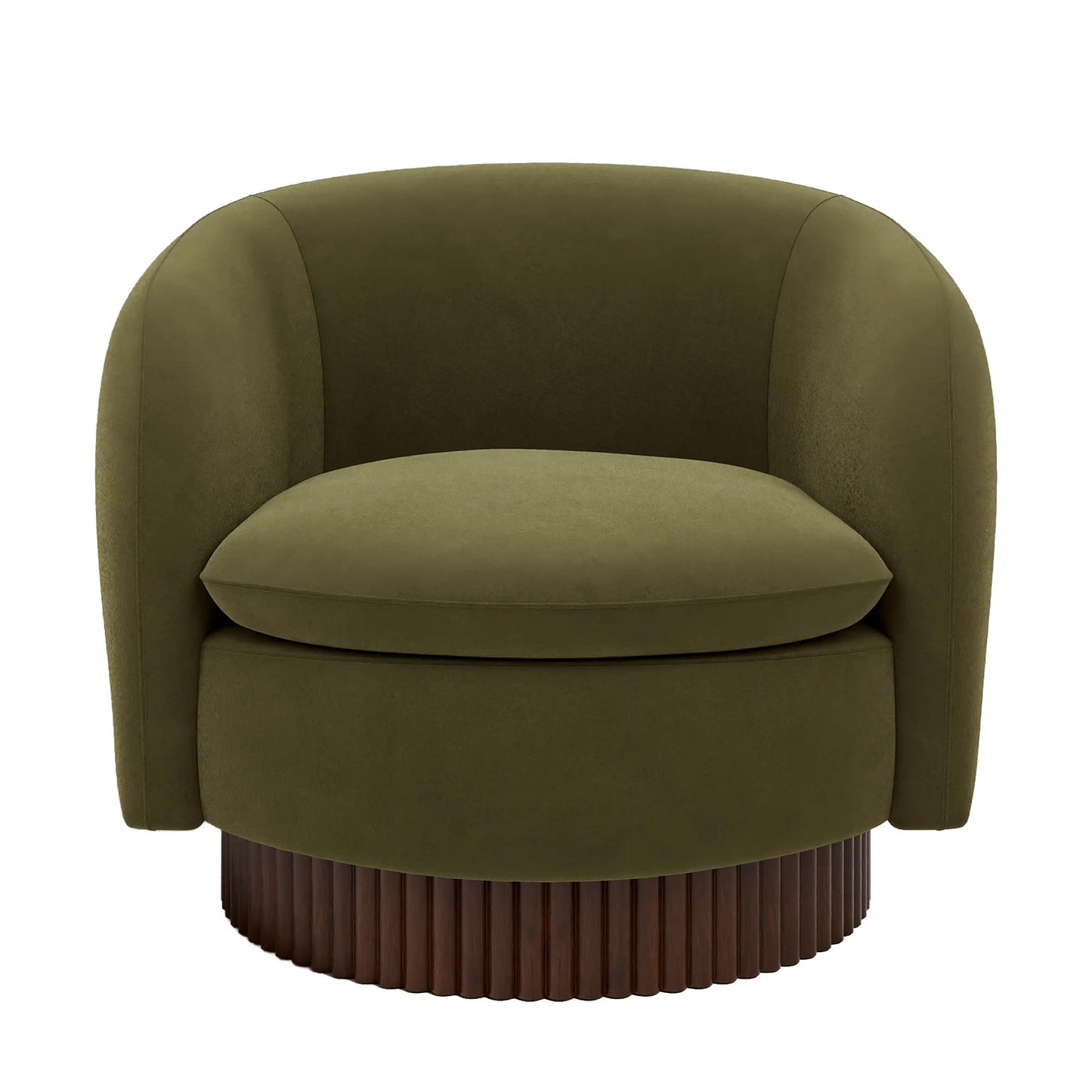 Mossio Barrel Moss Green 1 - Seater Velvet Chair