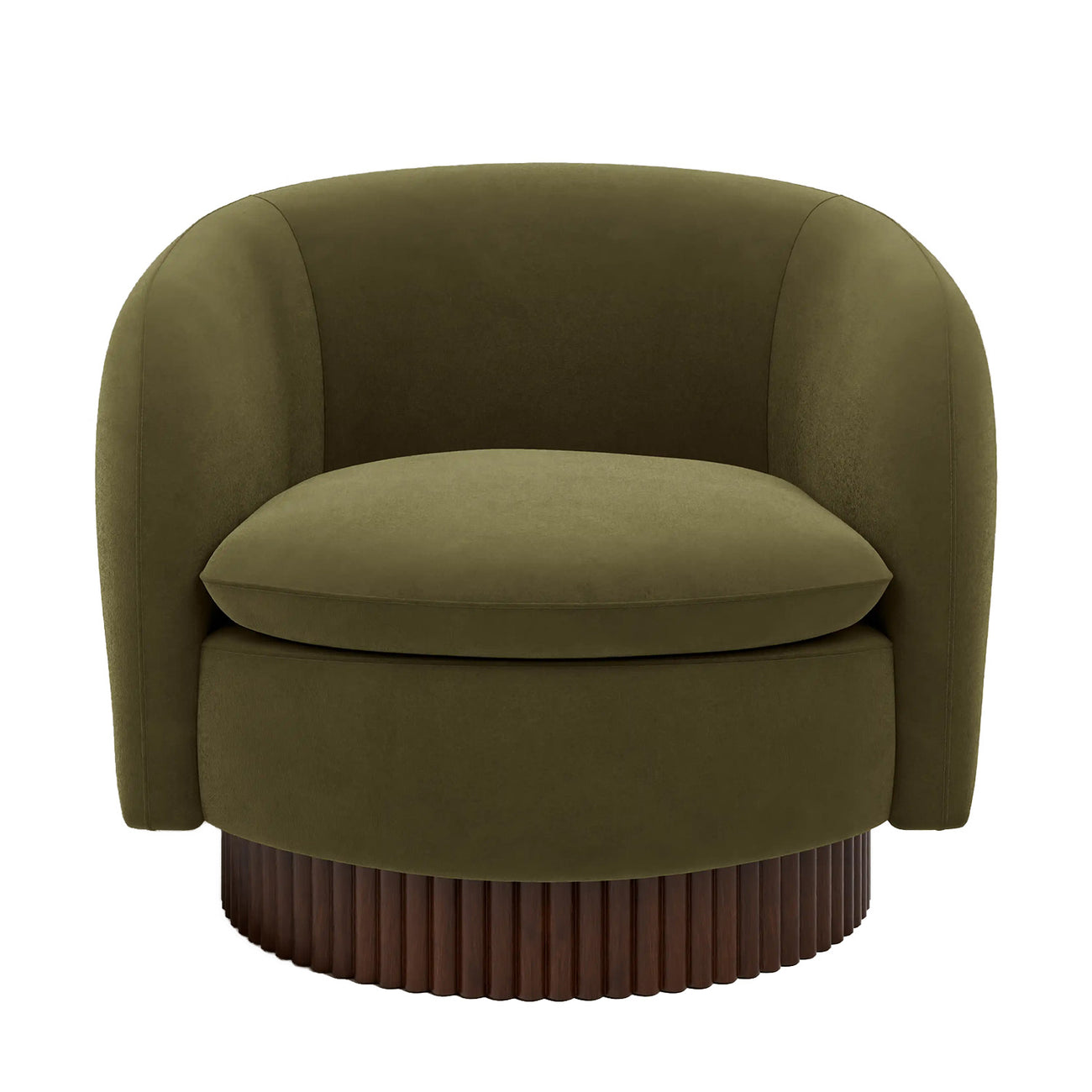 Mossio Barrel Moss Green 1 - Seater Velvet Chair