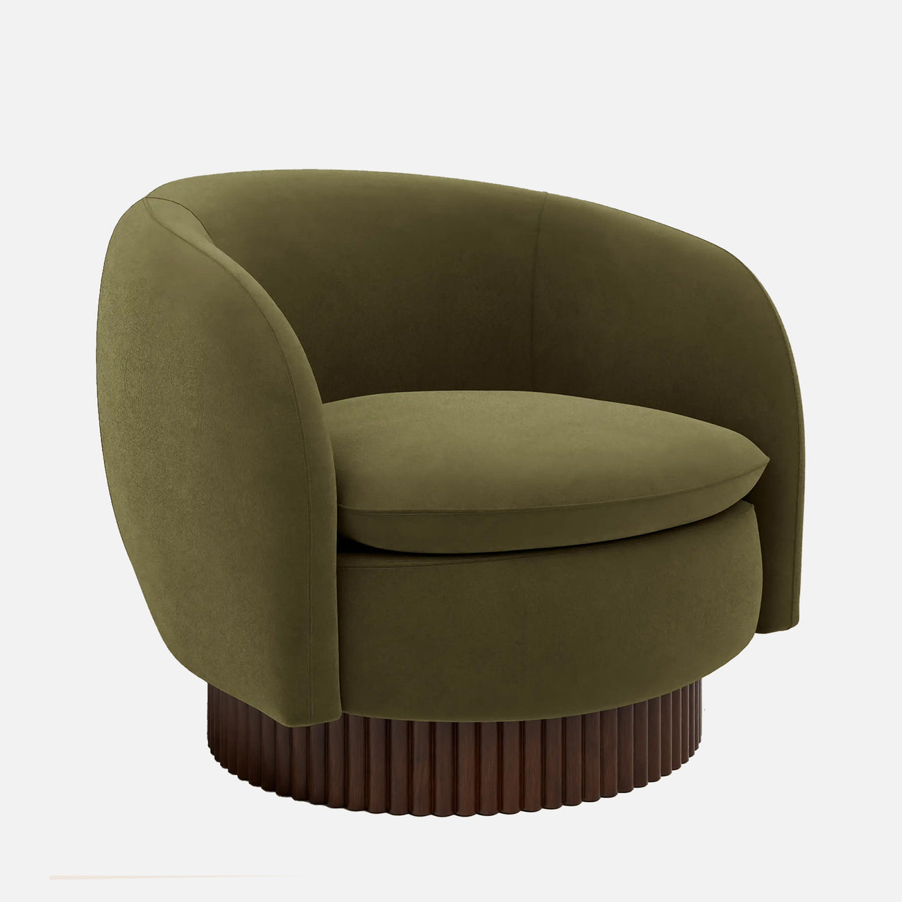 Mossio Barrel Moss Green 1 - Seater Velvet Chair