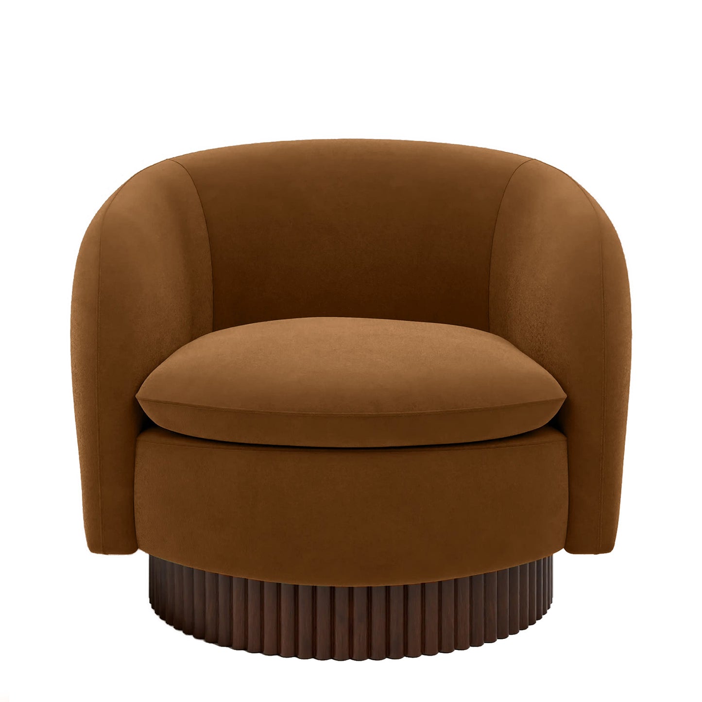 Mossio Barrel Caramel Brown 1 - Seater Velvet Chair