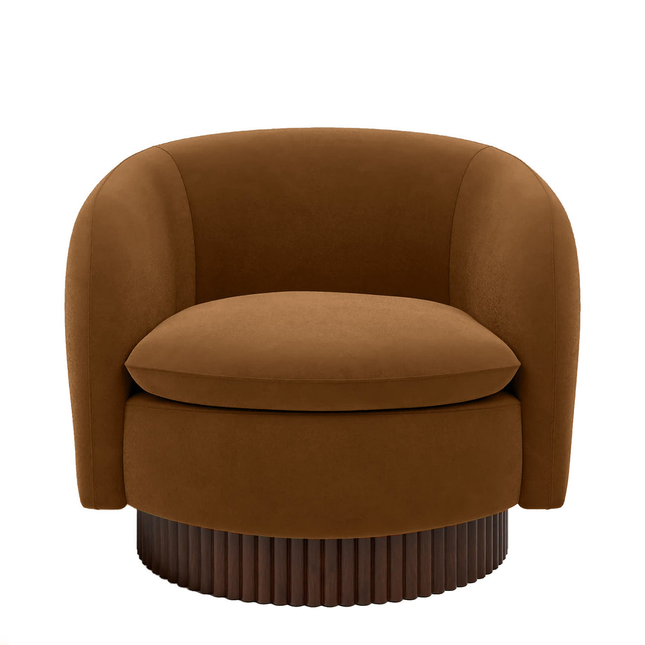 Mossio Barrel Caramel Brown 1 - Seater Velvet Chair