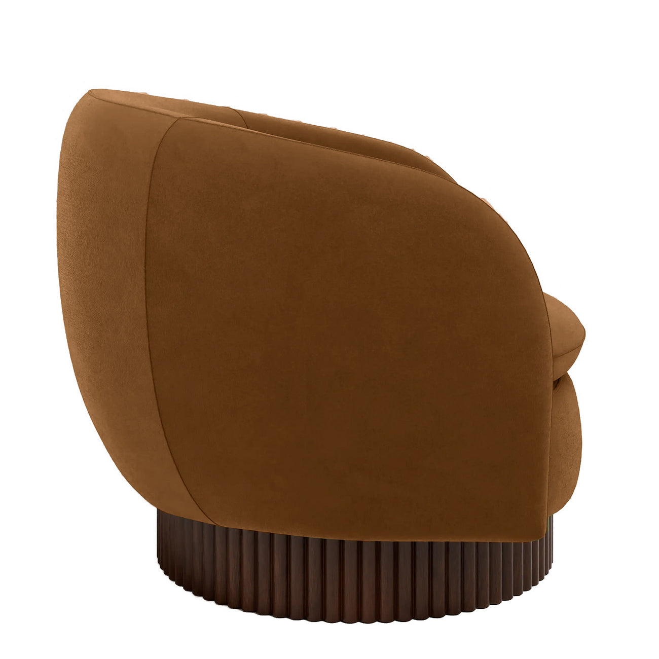 Mossio Barrel Caramel Brown 1 - Seater Velvet Chair