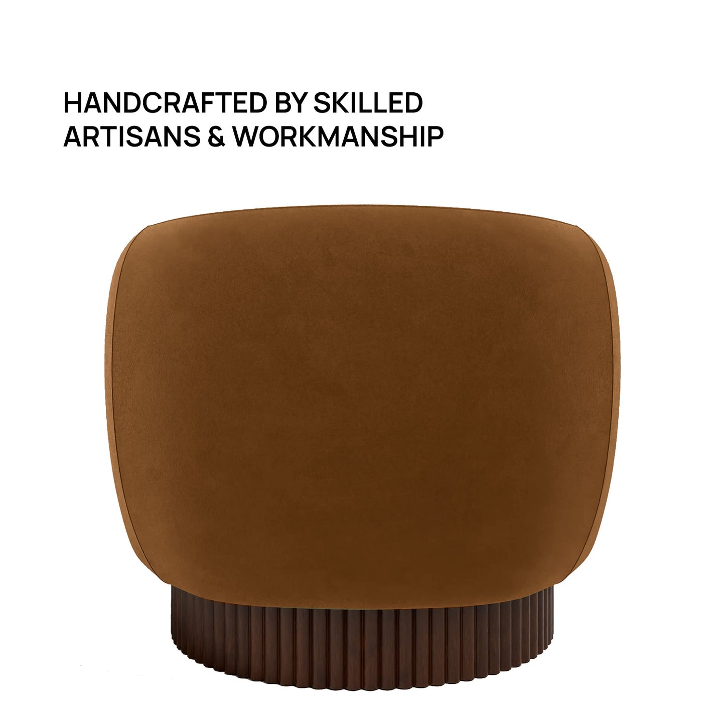 Mossio Barrel Caramel Brown 1 - Seater Velvet Chair