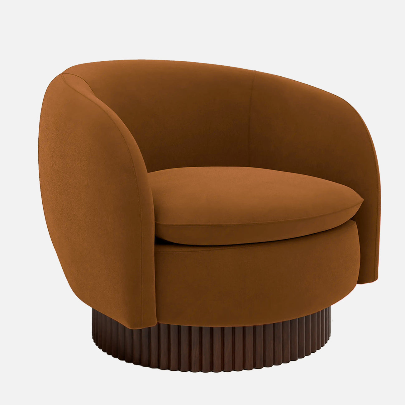 Mossio Barrel Caramel Brown 1 - Seater Velvet Chair