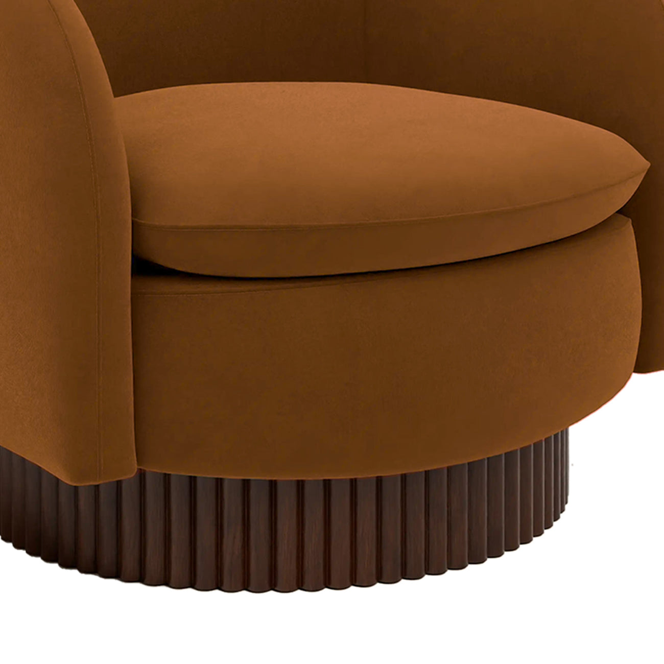 Mossio Barrel Caramel Brown 1 - Seater Velvet Chair