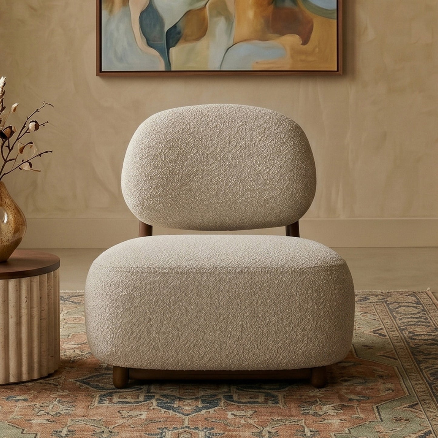 Corka Lounge Speckled Grey 1 - Seater Boucle Chair