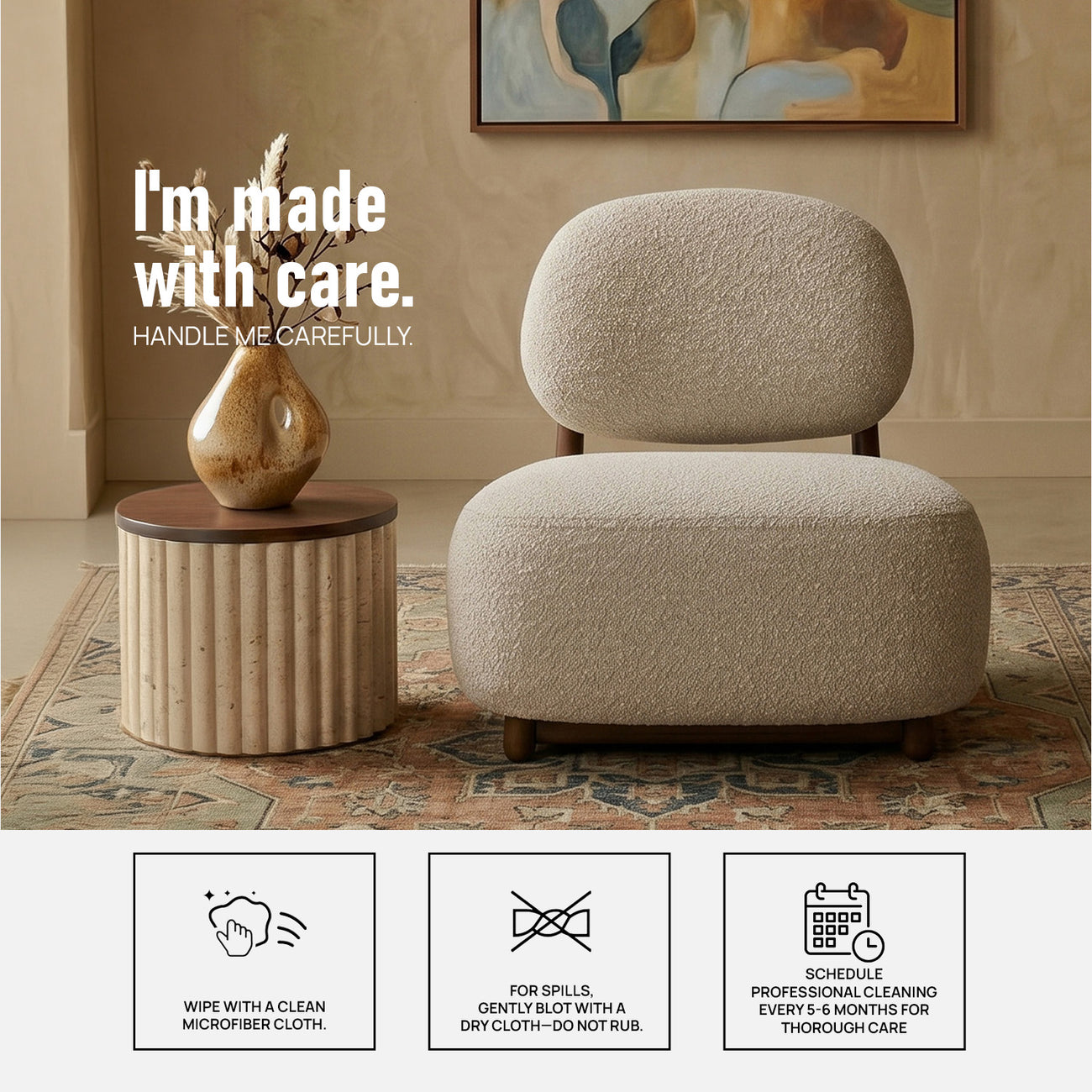 Corka Lounge Speckled Grey 1 - Seater Boucle Chair