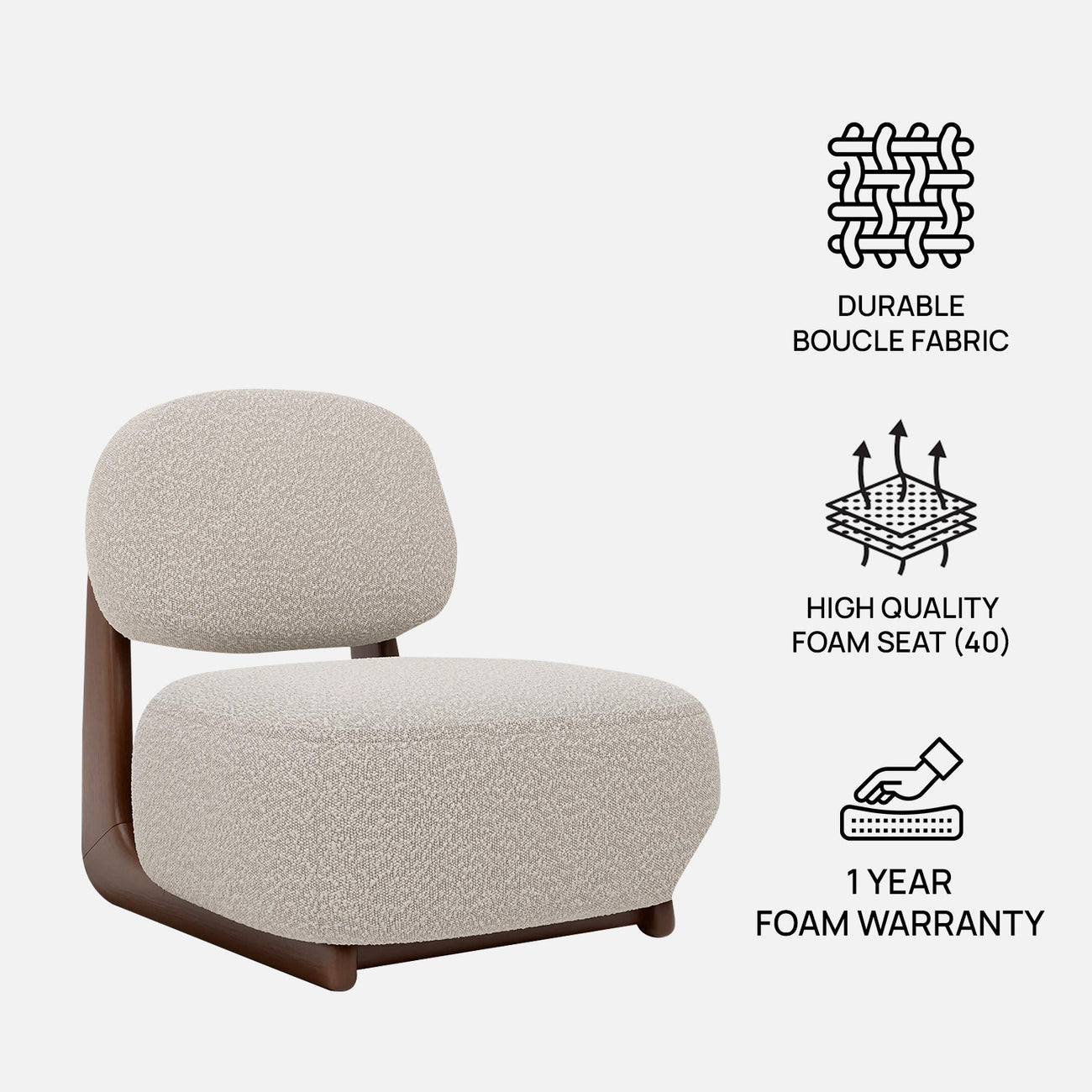 Corka Lounge Speckled Grey 1 - Seater Boucle Chair