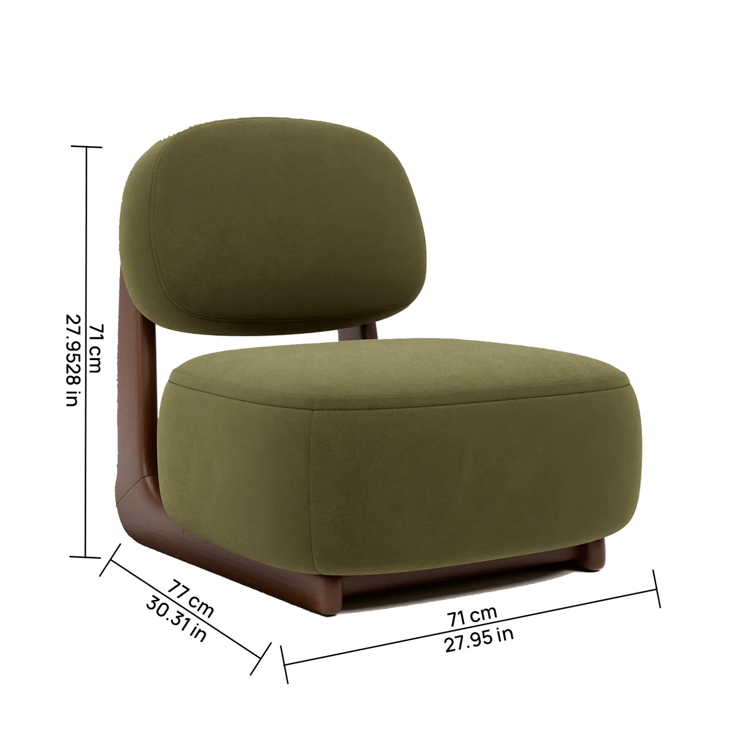 Corka Lounge Moss Green 1 - Seater Boucle Chair