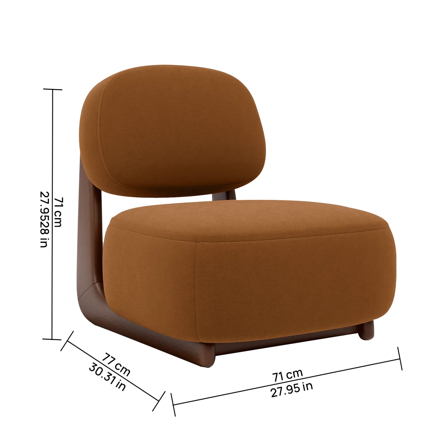Corka Lounge Caramel Brown 1 - Seater Boucle Chair