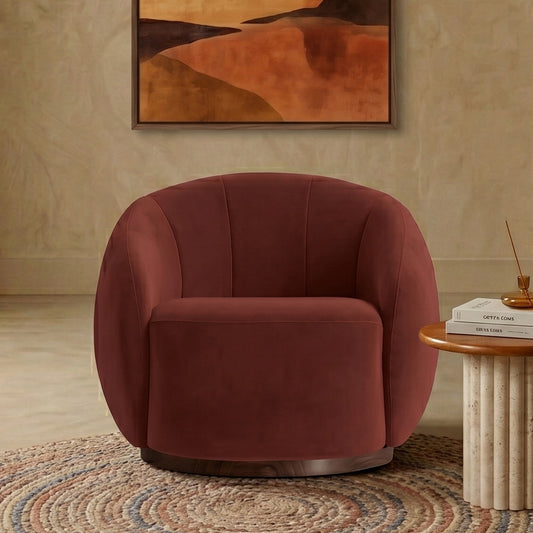Rougeon Curve Mahroon 1 - Seater Velvet Chair