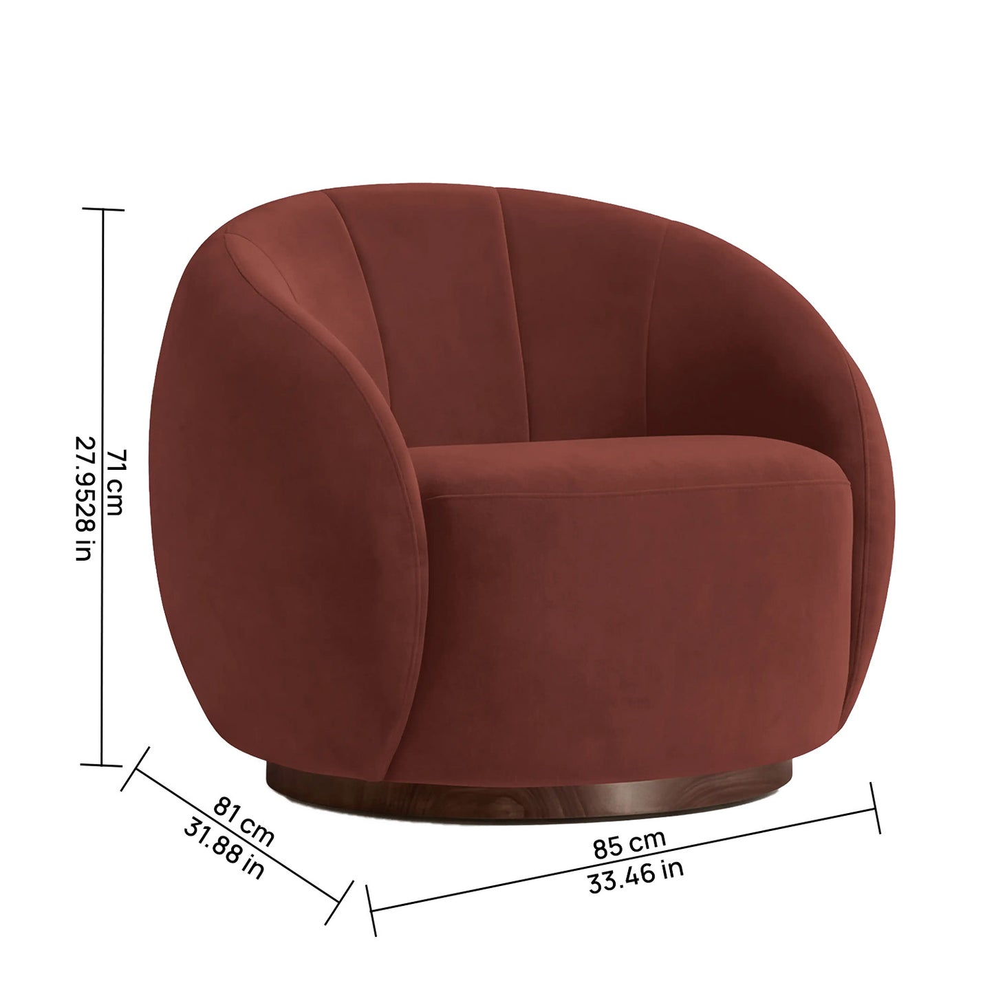 Rougeon Curve Mahroon 1 - Seater Velvet Chair