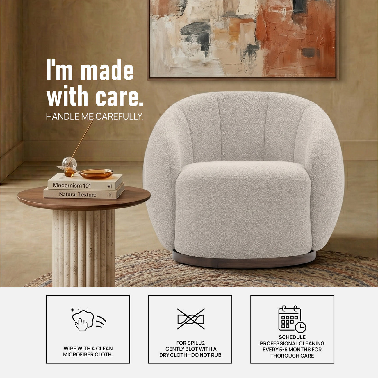 Rougeon Curve Light Grey 1 - Seater Velvet Chair
