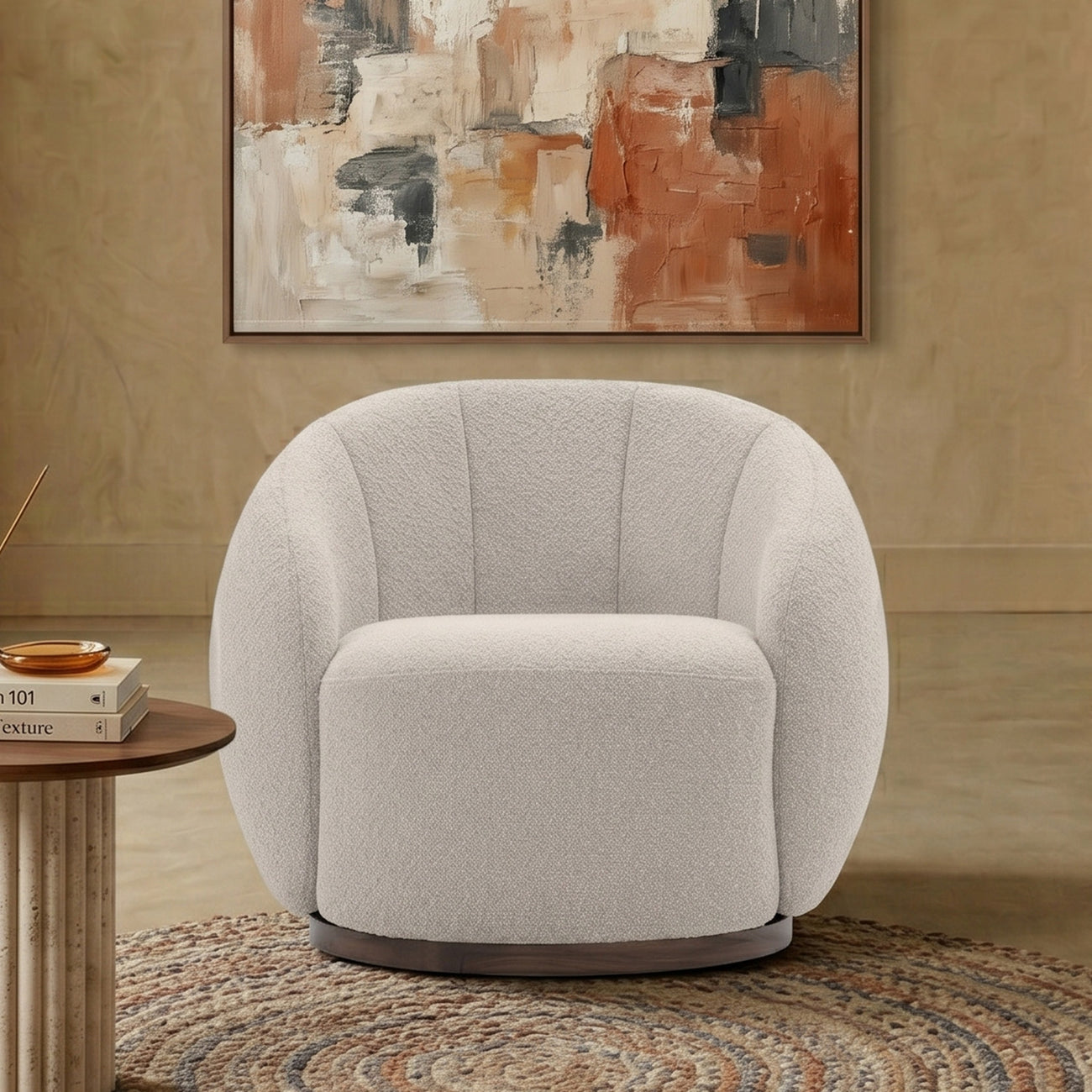 Rougeon Curve Light Grey 1 - Seater Velvet Chair