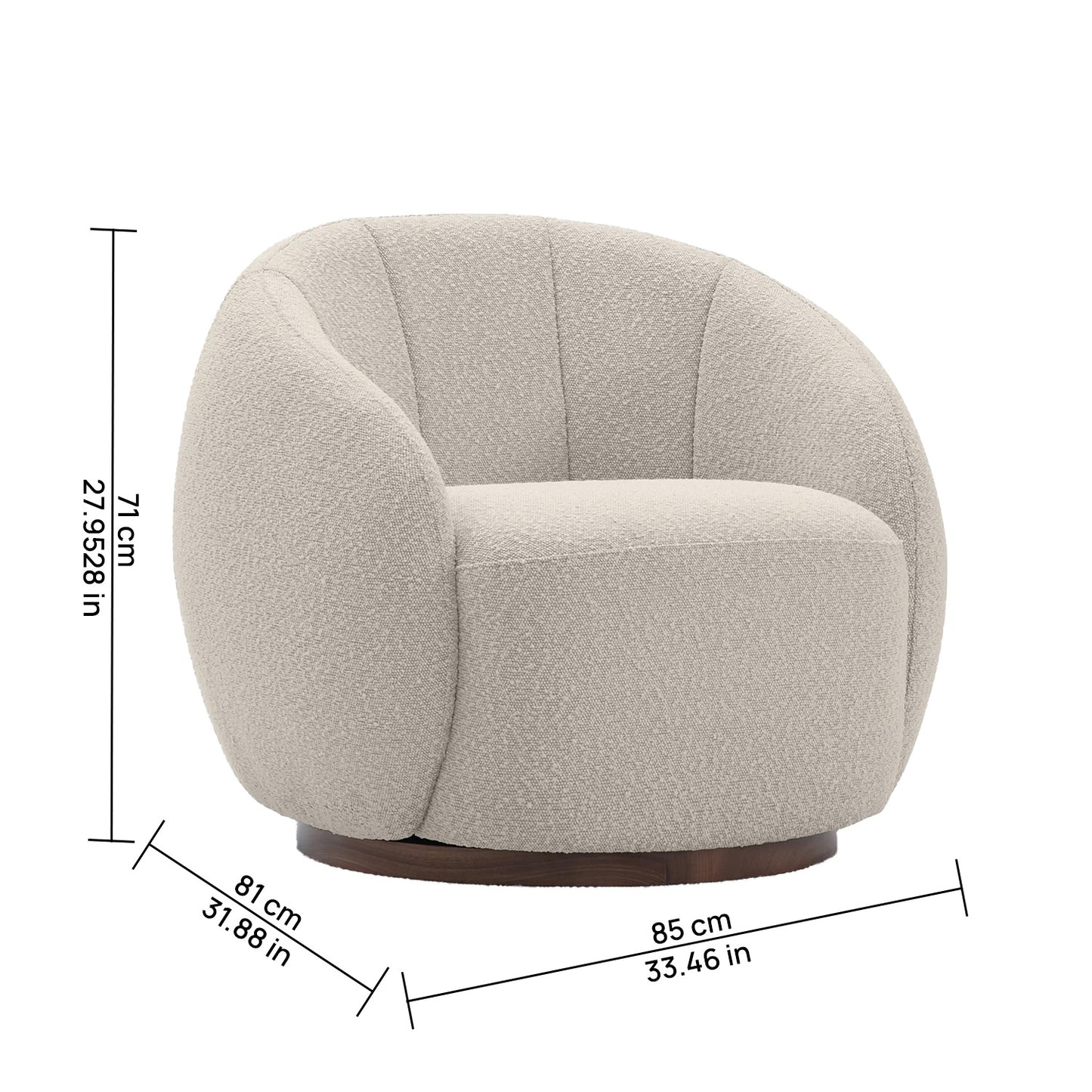Rougeon Curve Light Grey 1 - Seater Velvet Chair