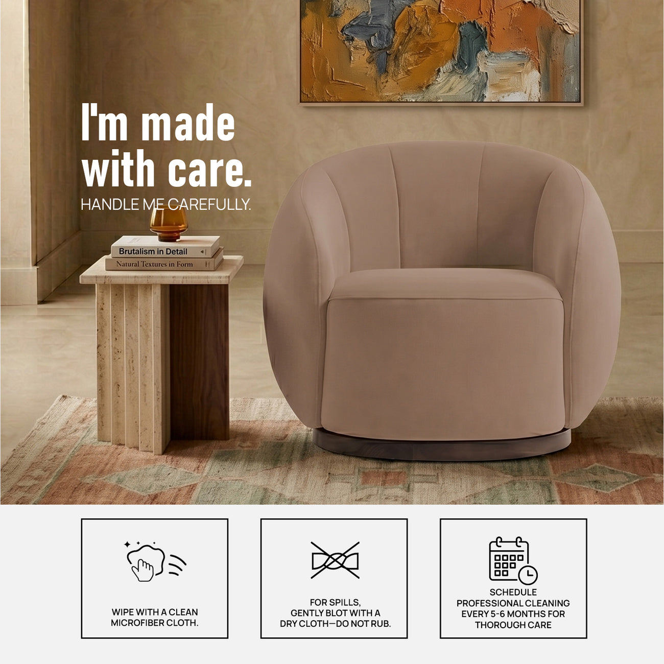 Rougeon Curve Latte 1 - Seater Velvet Chair