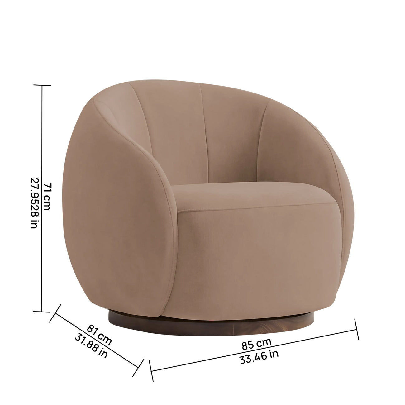 Rougeon Curve Latte 1 - Seater Velvet Chair