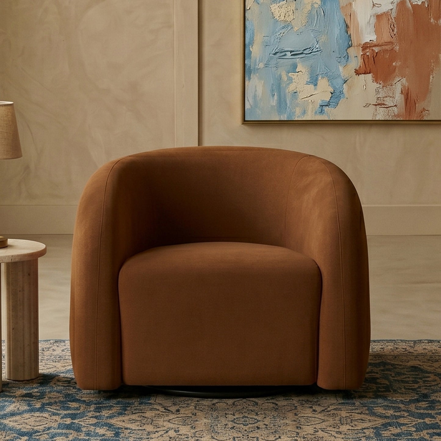 Torvyn Lounge Brown 1 - Seater Mohair Velvet Chair