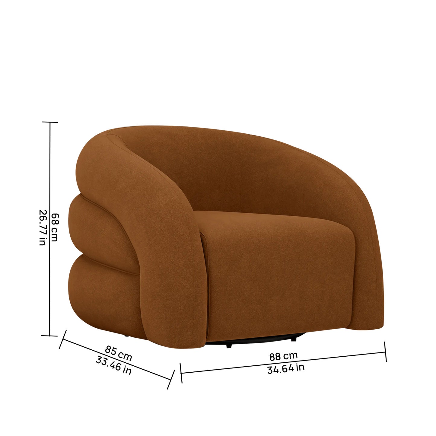 Torvyn Lounge Brown 1 - Seater Mohair Velvet Chair