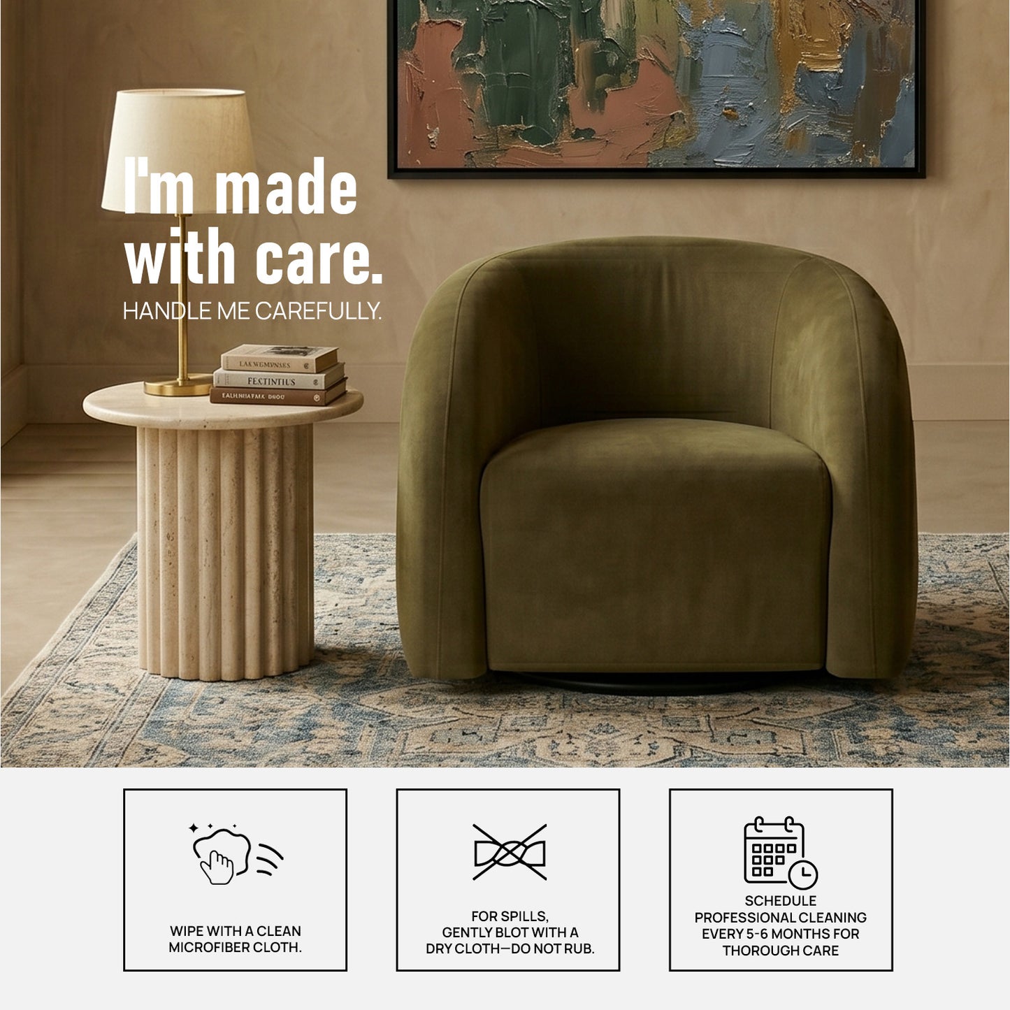 Torvyn Lounge Dark Green 1 - Seater Mohair Velvet Chair