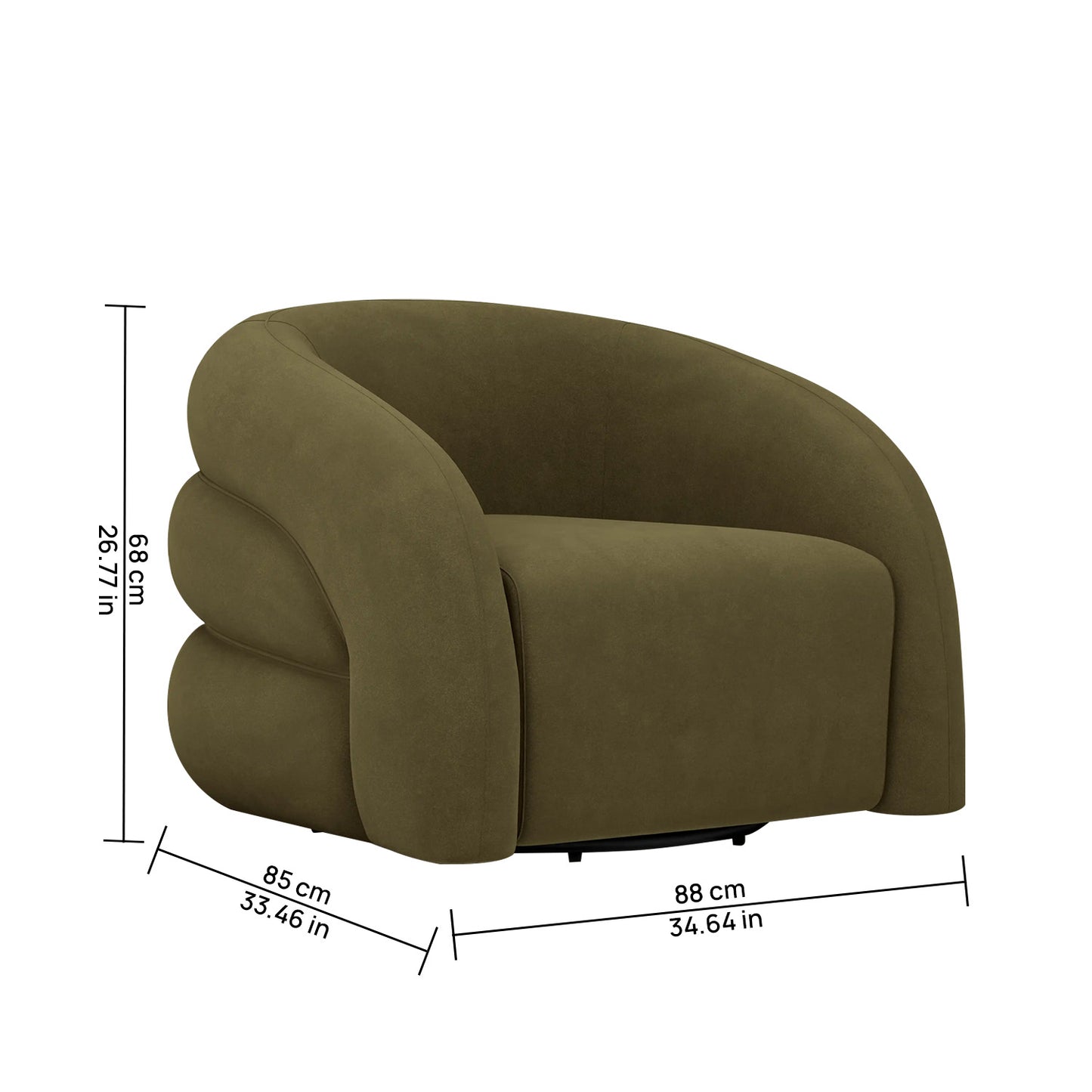 Torvyn Lounge Dark Green 1 - Seater Mohair Velvet Chair
