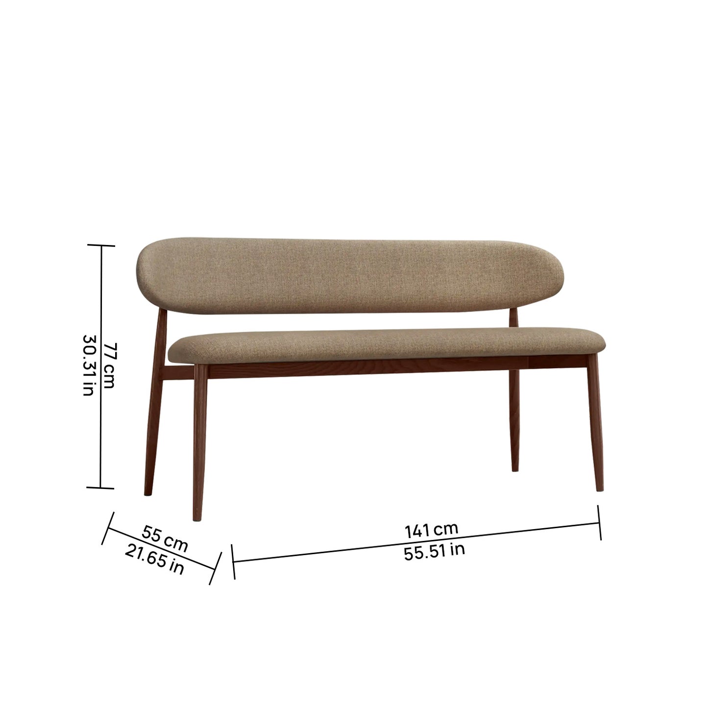 Elvara Bench Light Brown 3 - Seater Velvet Sofa