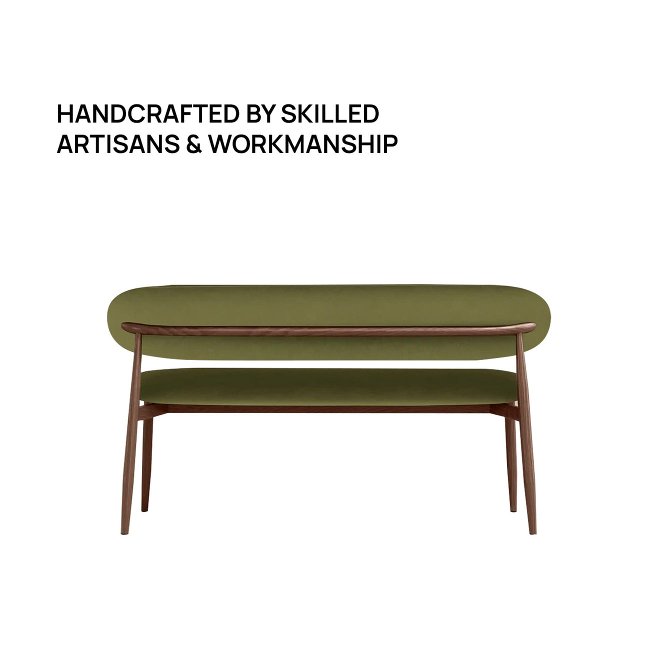 Elvara Bench Olive 3 - Seater Velvet Sofa