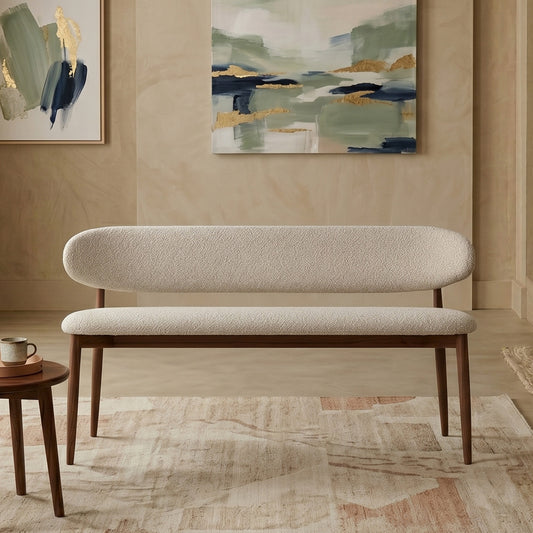 Elvara Bench Ivory 3 - Seater Velvet Sofa