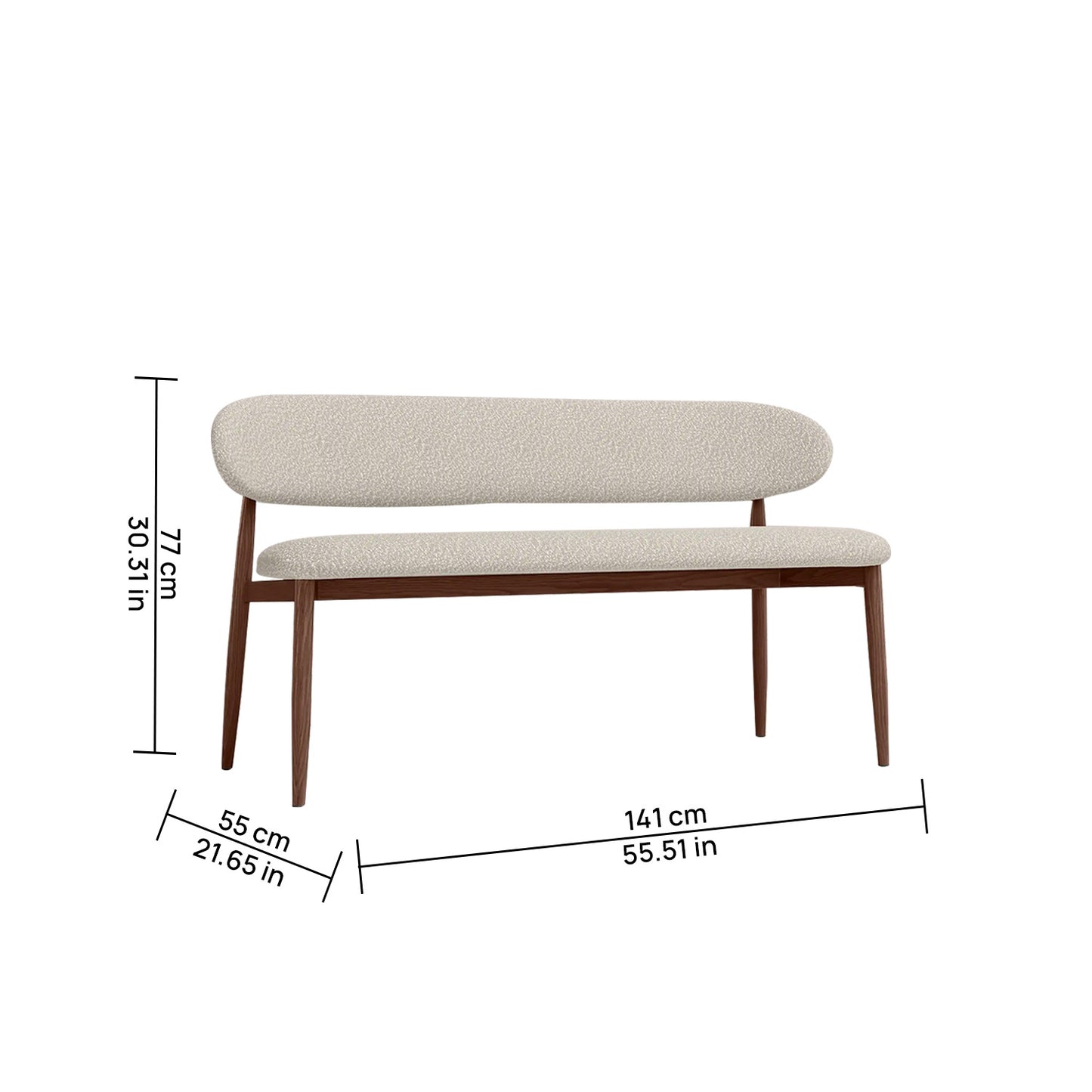 Elvara Bench Ivory 3 - Seater Velvet Sofa