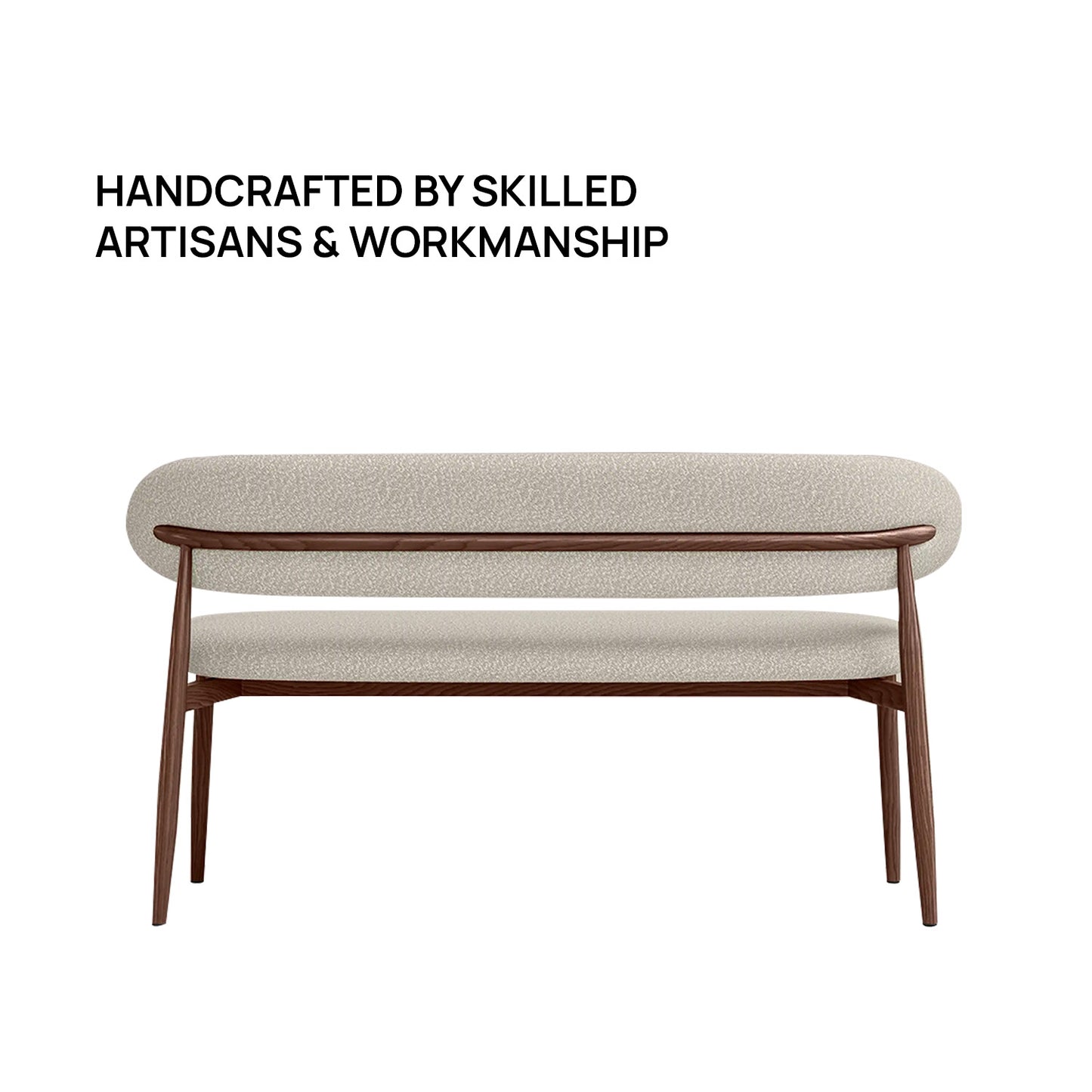 Elvara Bench Ivory 3 - Seater Velvet Sofa