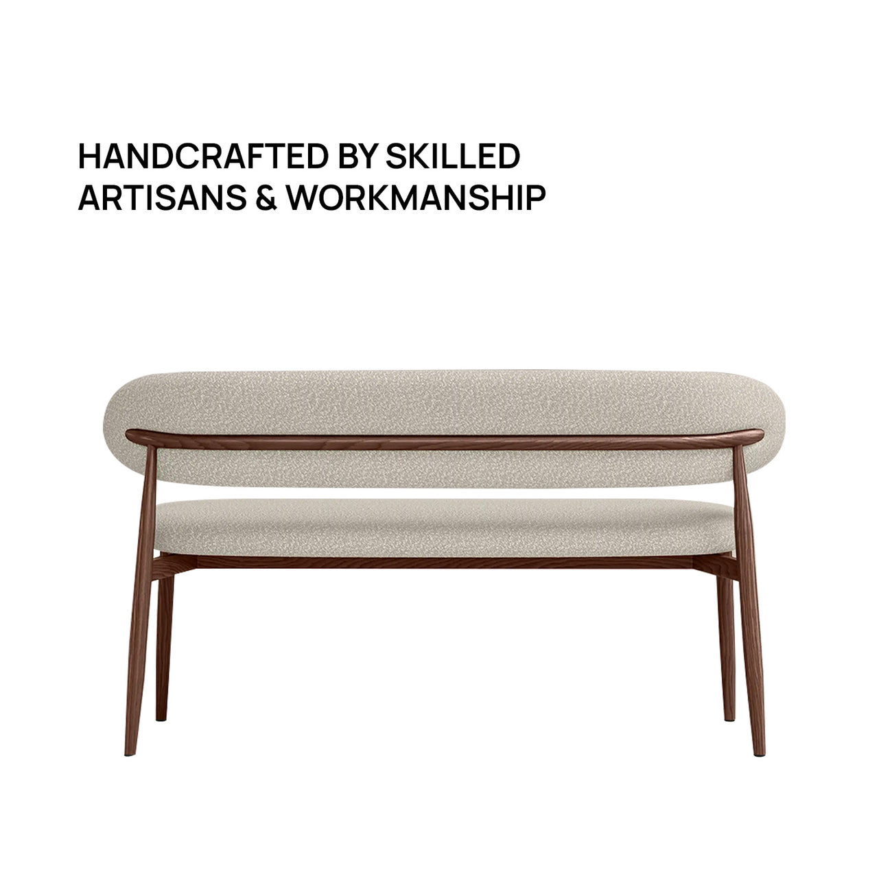 Elvara Bench Ivory 3 - Seater Velvet Sofa