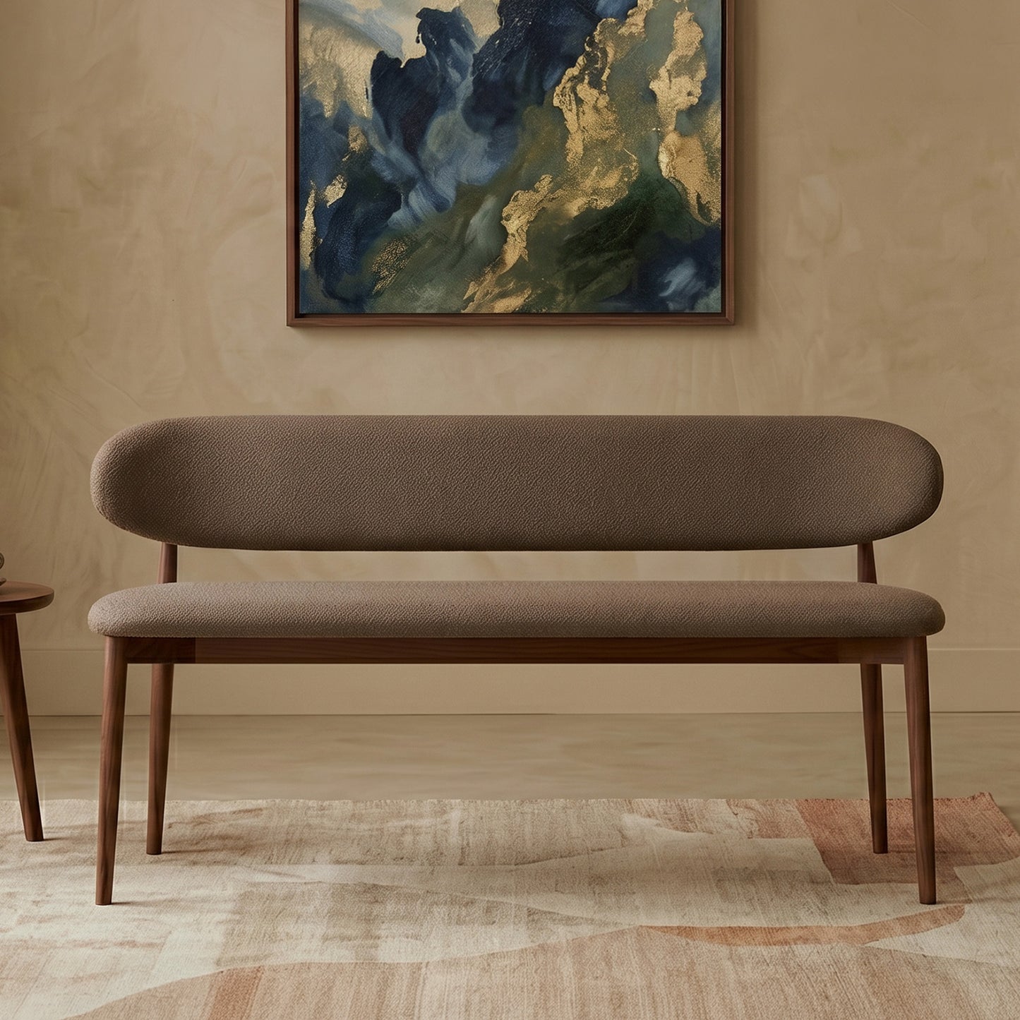 Elvara Bench Brown 3 - Seater Velvet Sofa