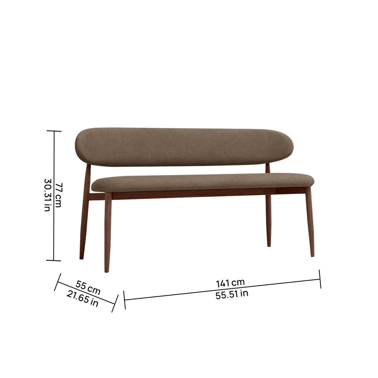 Elvara Bench Brown 3 - Seater Velvet Sofa