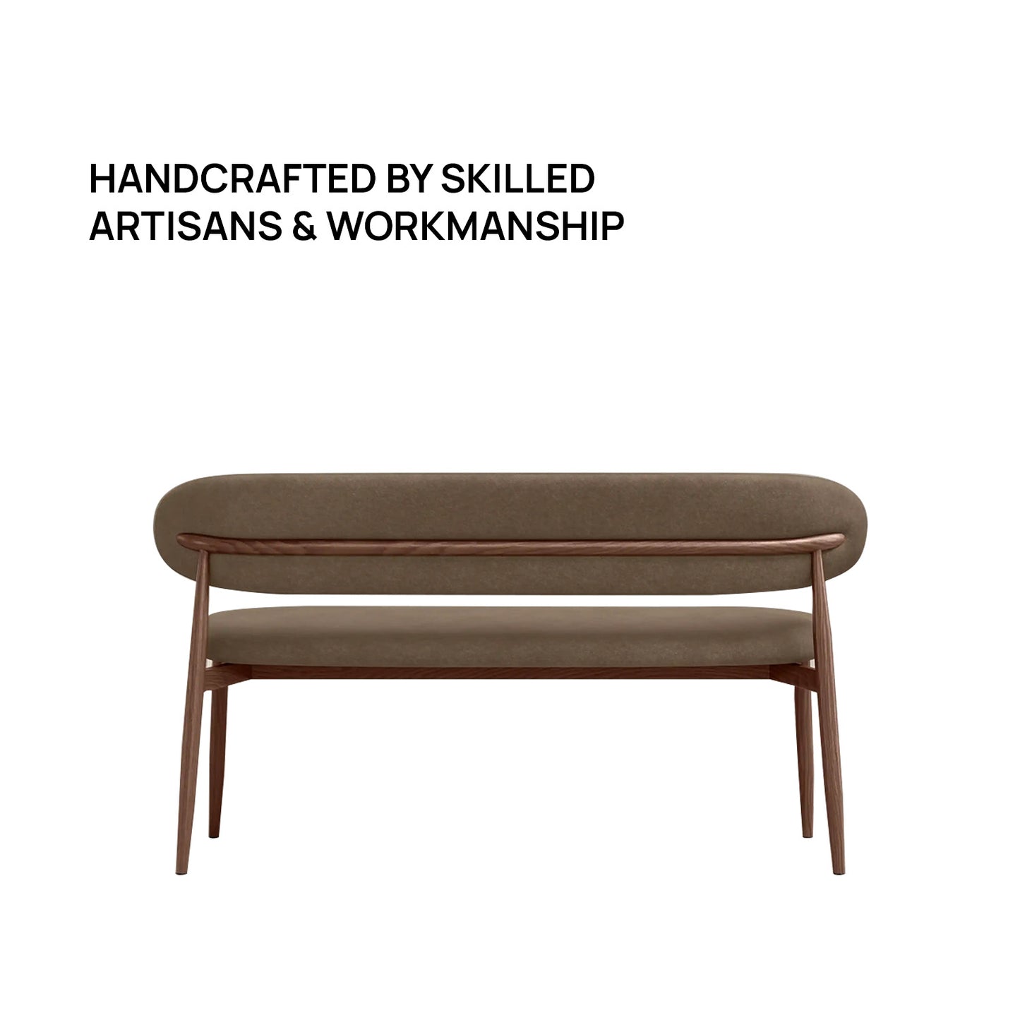 Elvara Bench Brown 3 - Seater Velvet Sofa
