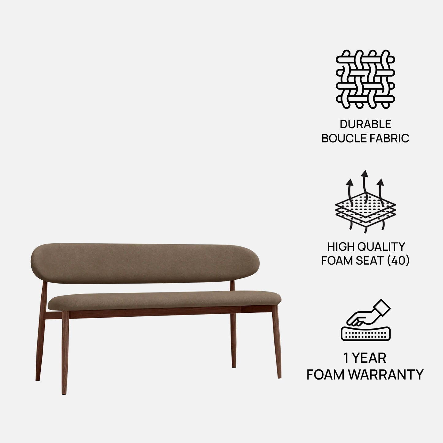 Elvara Bench Brown 3 - Seater Velvet Sofa