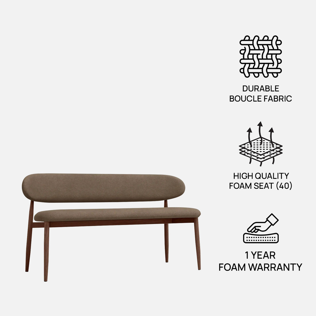 Elvara Bench Brown 3 - Seater Velvet Sofa